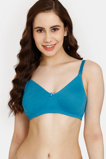 Buy Rosaline Everyday Double Layered Non Wired 3/4th Coverage T-Shirt Bra - Fjord Blue